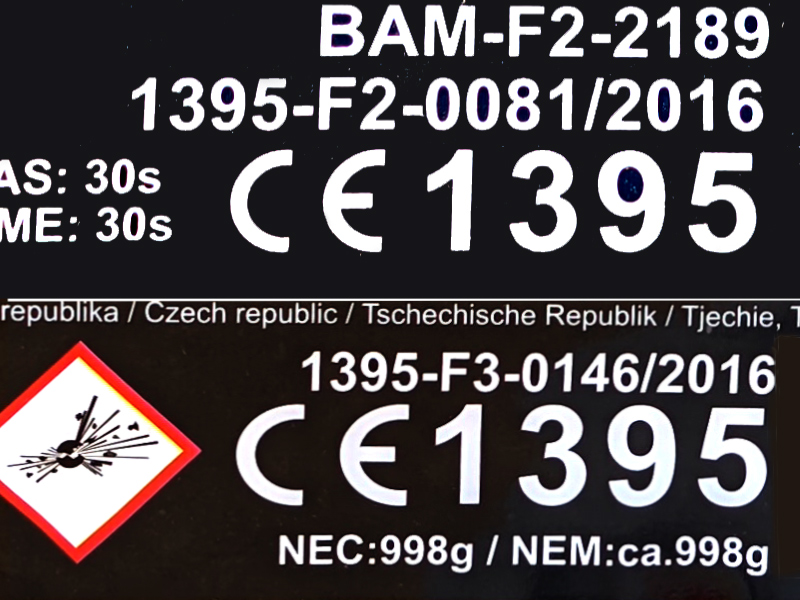 Značky certifikátů pyrotechnických výrobků